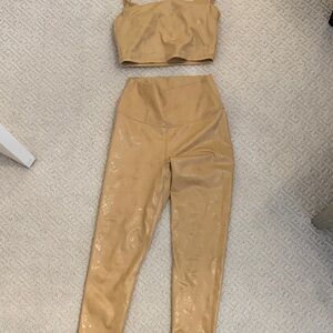 Carbon38 Tan Leggings and Crop Top Set